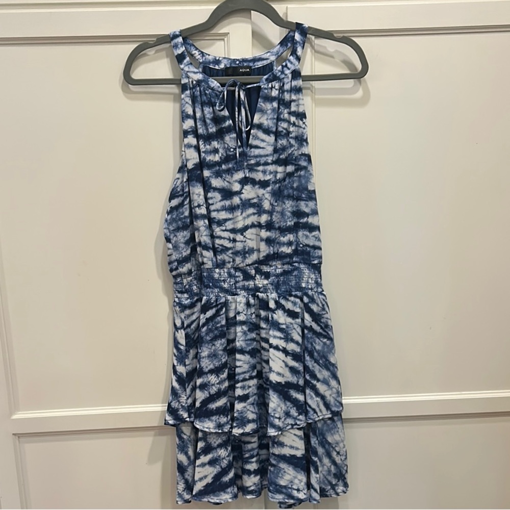 Blue and White Tie-Dye Mini dress